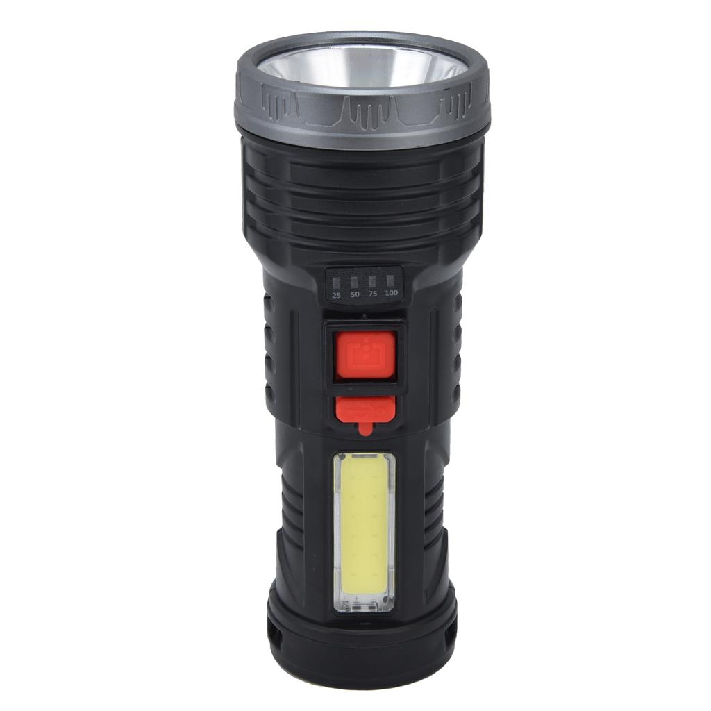 LED Flashlight with COB Sidelight USB Charging Ultra Bright Flashlight Portable Eletric Torch for