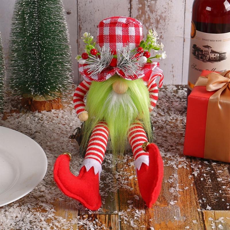 Christmas Gnome Long Legs Elf for Doll Ornament Crafts Restaurant Bar Party Back
