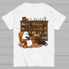 Retro Ghost Reading Books Cotton Summer Casual Cool Loose T-Shirt