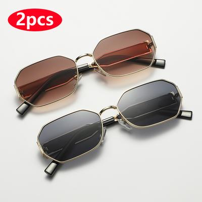 1 pièce/2 pièces Lunettes de Soleil Carrées Vintage Femmes Hommes Marque Designer Rétro Métal Rectangle Lunettes de Soleil Féminin Masculin Populaire Lunettes Noires