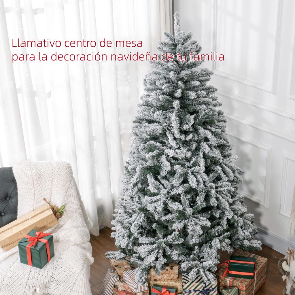 Snowy Artificial Christmas Tree 180 cm with 796 Branches and Metal Stand Snowy Christmas Tree for Indoor Green