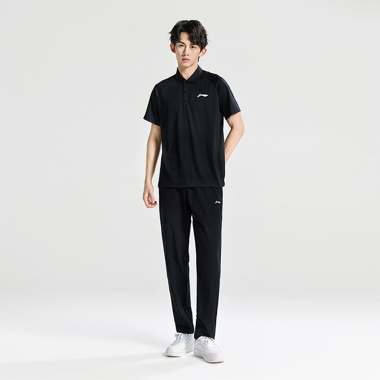 Li Ning Badminton Series Breathable Comfortable Casual Lightweight Short Sleeve Polo Shirt Unisex Tops Black APLU961-1