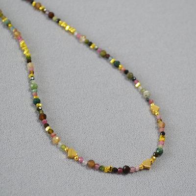 Japanese And Korean Niche Design Fashionable Color Tourmaline Real Stone Love Beaded High-End Sense Light Luxury Temperament Necklace Collarbone Chain