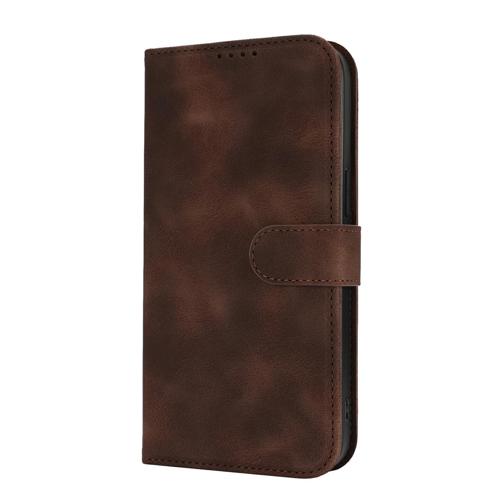 For iPhone 15 Plus/14 Plus Wallet Case Double Folded Edge Skin Touch PU Leather Flip Phone Cover