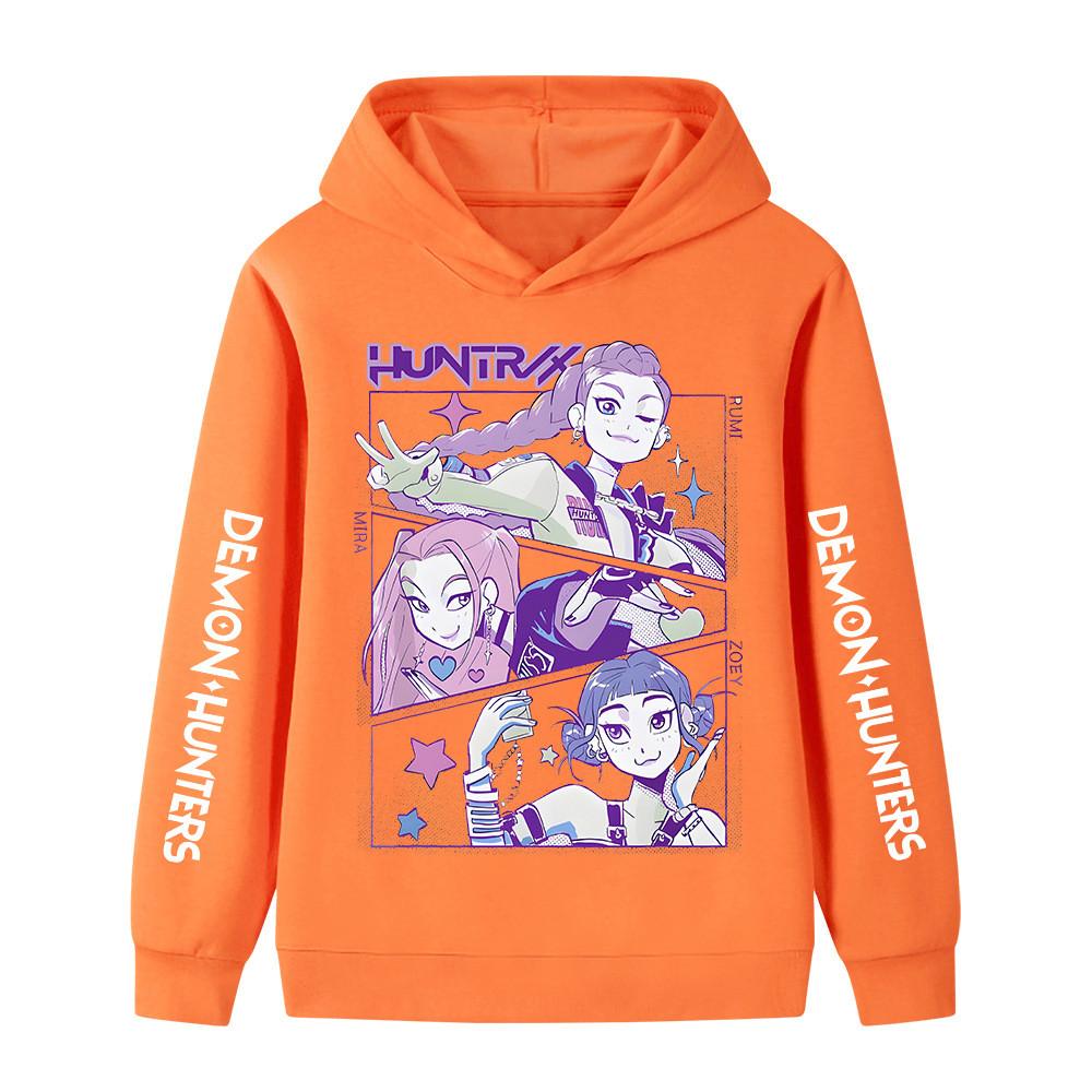 B1196XX Kids Boys Girls Kpop Rumi Zoey Mira Huntrix Print Long Sleeves Hoodie
