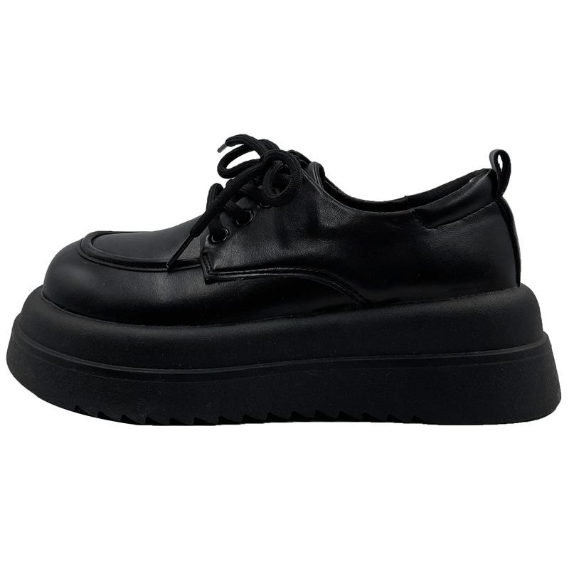 British style spring and autumn Japanese jk small leather shoes women's 2024 new muffin thick sole heightening retro big head single shoes