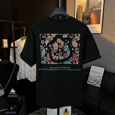 Trendige Marke Kurzarm-Baumwoll-Top Herren T-Shirt mit Aufdruck Trendiges Vielseitiges Rundhals-T-Shirt für Herren und Damen Herren