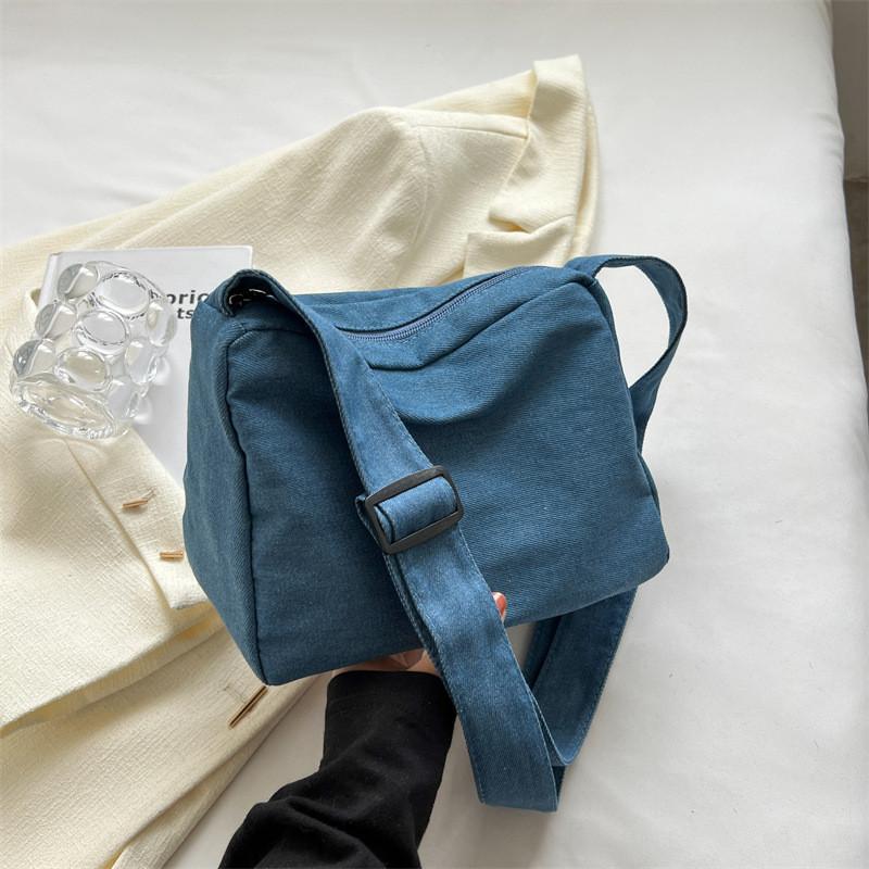 Trendy Denim Crossbody Bag For Women 2023 Simple Stylish Summer Shoulder Bag Mid Soft With Sleek Stitching In Black Light Blue Dark Blue Sky Blue