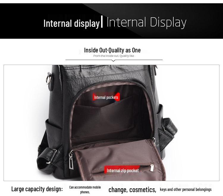 Large Capacity Women's Retro Fashion Backpack - Versatile European & American Style for Commuting