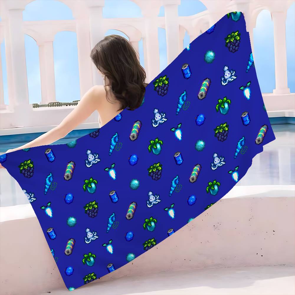 Farming Game S-Stardew V-Valley Beach Towel Colorful Bath Towels for Girl Microfiber Quick Dry Custom Sand Free Beach Yoga Spa