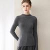 Women's Cashmere Seamless Knit Long Sleeve Sweater, Half-High Neck.