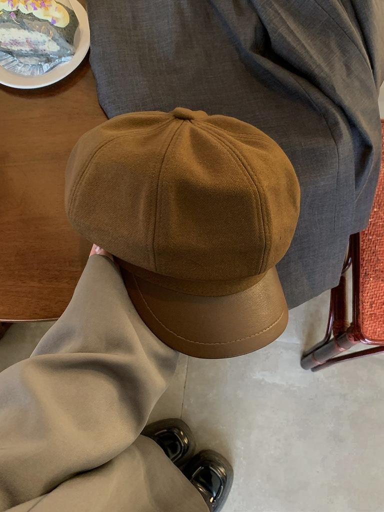 Eight Corner Hat With Embroidered Design For Autumn Winter Casual Womens Fashion