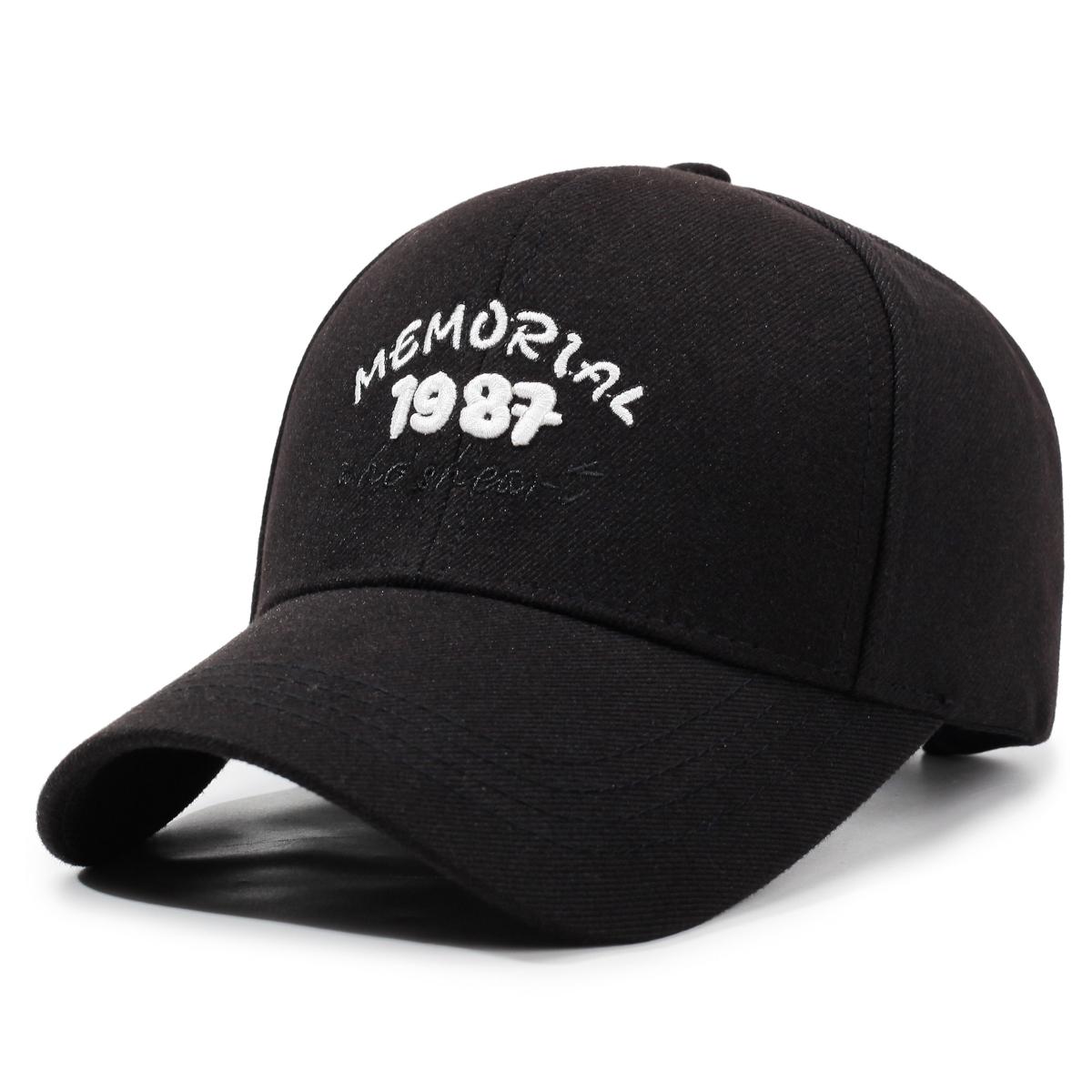 Retro Solid Color Autumn and Winter Baseball Cap, Unisex Style, Spring and Summer, Deep Fit for Large Head Circumference, Face-Slimming Duckbill Hat чёрный