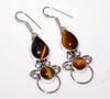 Exclusive Tiger Eye 925 Silver Plated Earrings 2.1" Modern Design Trendy v3j97