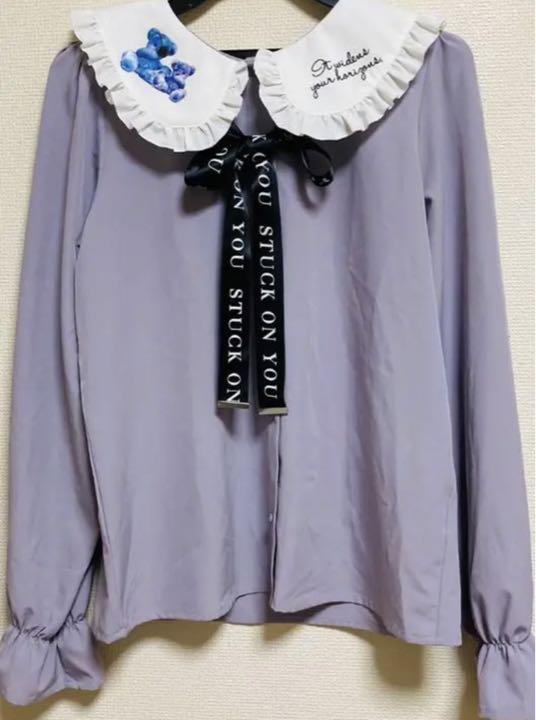 

[Б/У] Блузка с длинным рукавом Bear Dreamy Bear, рубашка, лента, мечтательный вид, болезненно милый, ями-милый, мечтательно милый, тип массового производства, мина