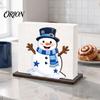 Vertical Tissue Holder Christmas Snowman Napkin for Table, Wooden Standing Winter Dispenser, Holiday Paper Towel Stand Kitchen Dining Table Farmhouse