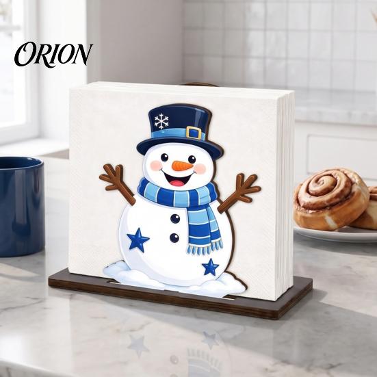 Vertical Tissue Holder Christmas Snowman Napkin for Table, Wooden Standing Winter Dispenser, Holiday Paper Towel Stand Kitchen Dining Table Farmhouse