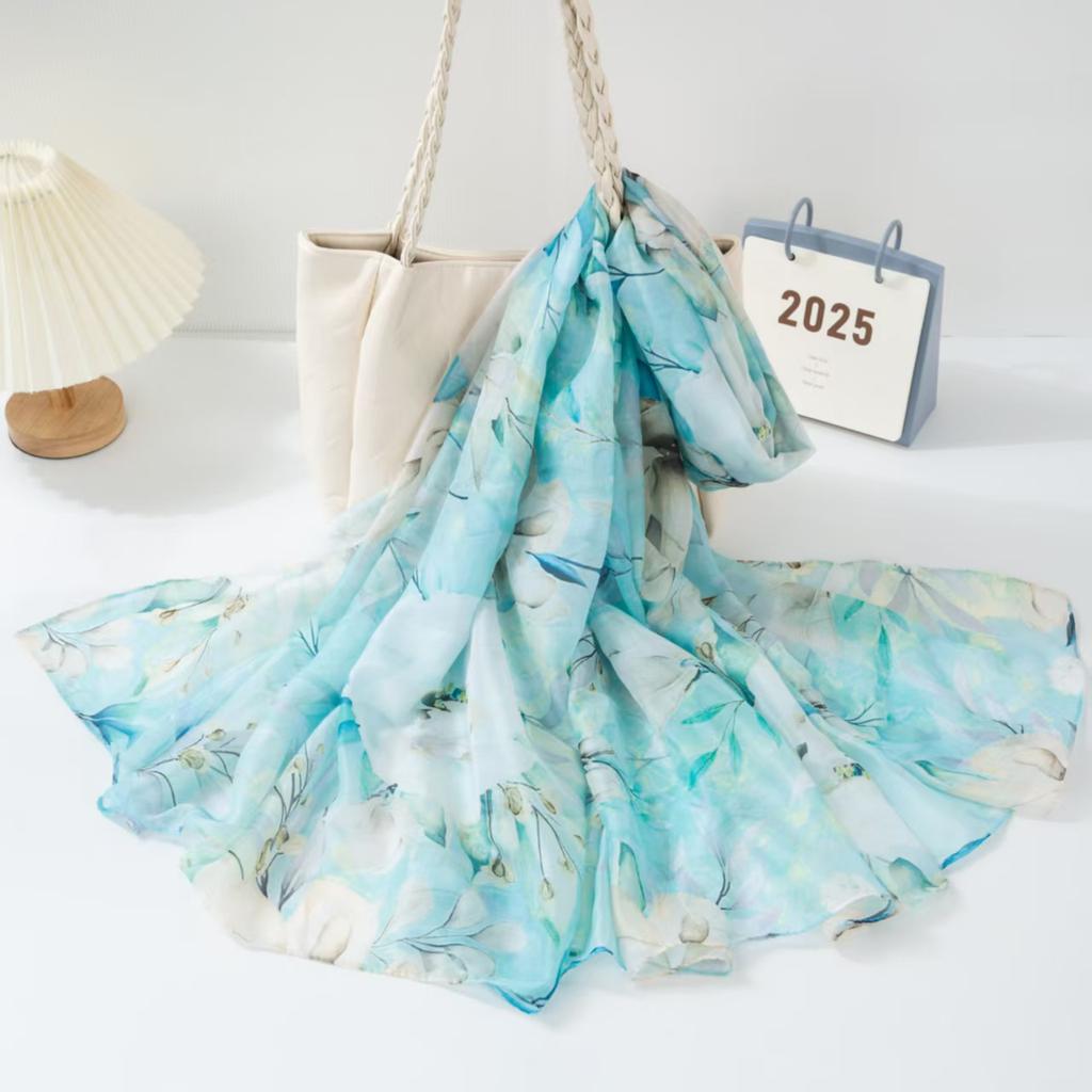 New Silk Scarf Female Fashion Beach Pashmina Bufanda Folral Women Shawl Wraps Bandana Ladies Scarves Large Foulard big Echarpe