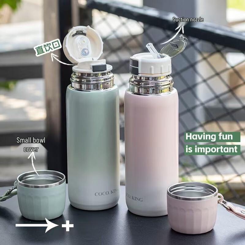 Portable Dual-Drink Stainless Steel Insulated Bottle