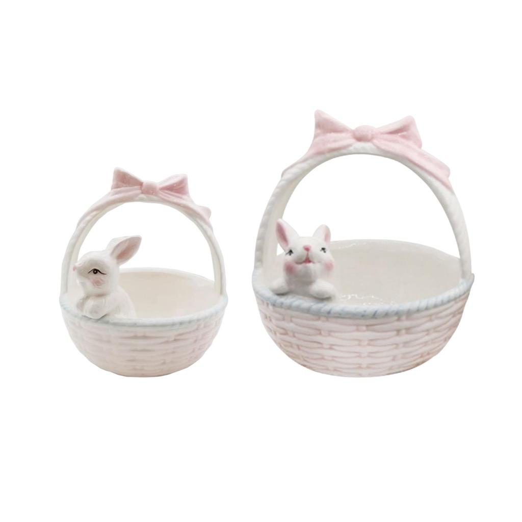 Ceramic Rabbit Easter Basket Porcelain Bunny Bowls Party Supplies Tableware Animals Ornaments Candy Serving Bowls Holiday Gift