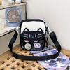 Y2K Cute Cartoon Cat Ita Shoulder Bags Mini Women Casual Crossbody Bag Kawaii Girls Transparent Pocket DIY Display Nylon Handbag