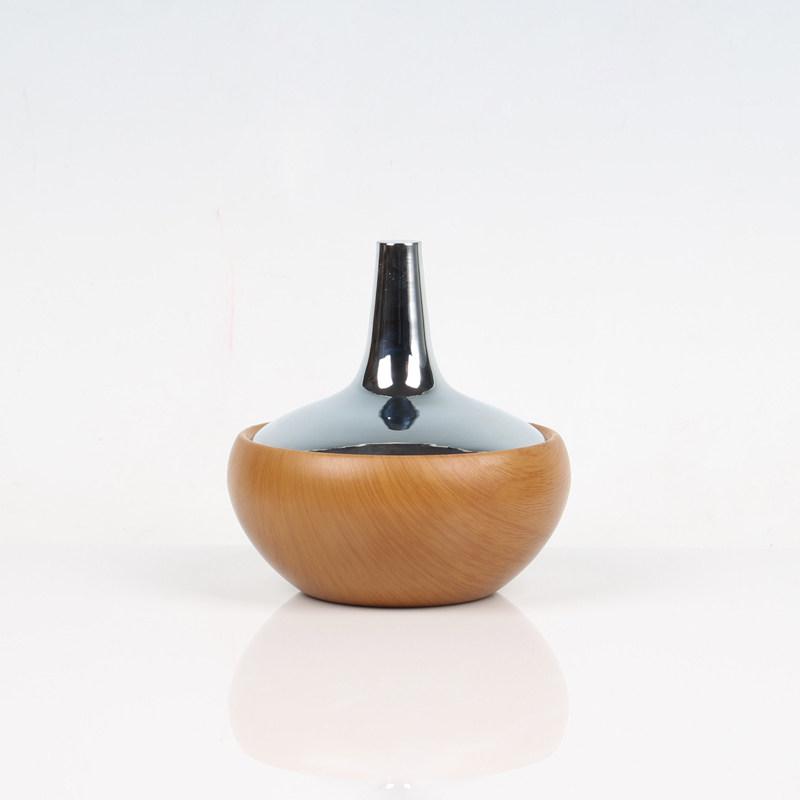 

Water Drop Shaped Storage Jar Electroplated Lid Wood Grain Body Decorative Canister for Candy Jewelry Home Decor Gift