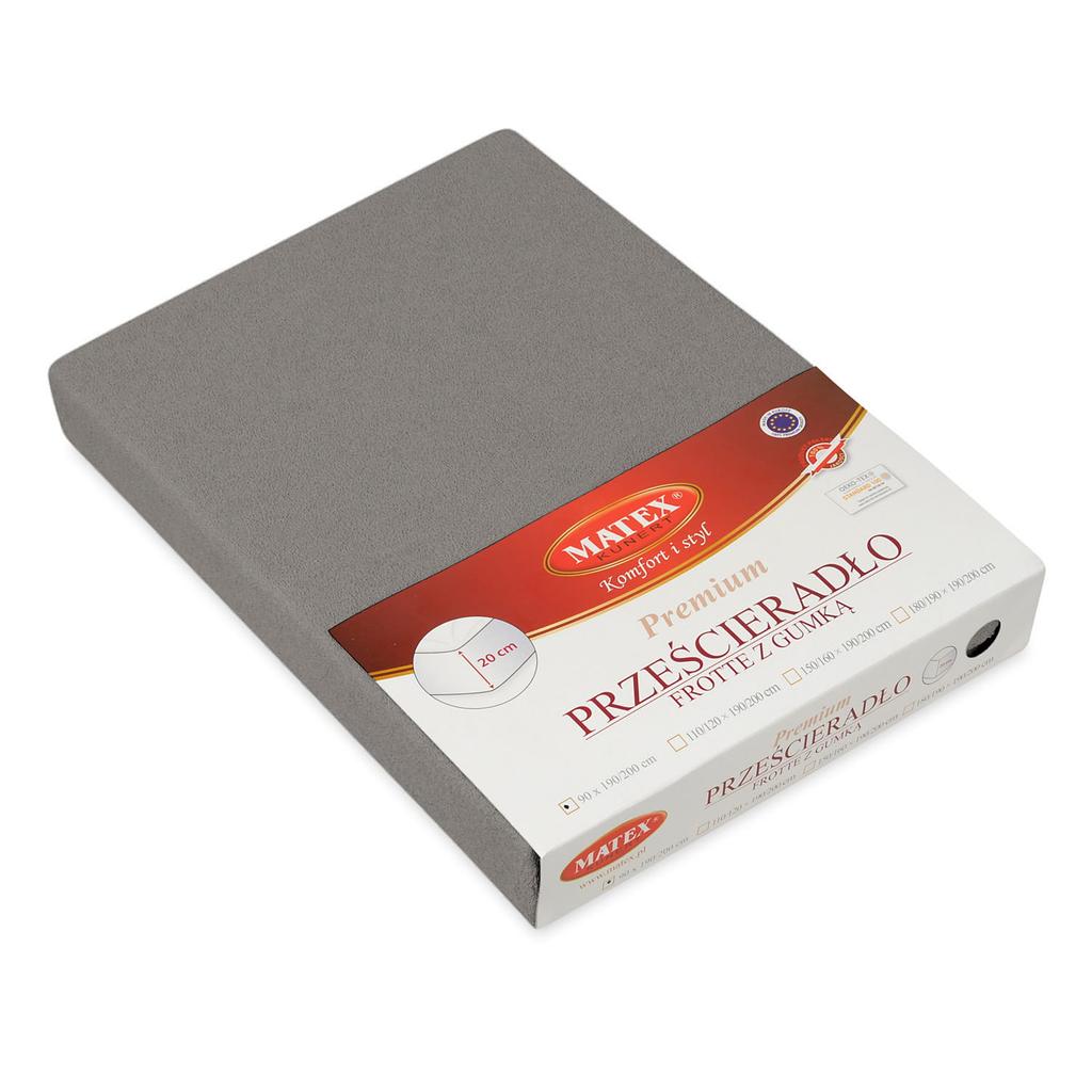 Prześcieradło frotte z gumką 150/160x190/200 classic szare