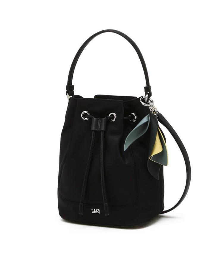 Daks Womens Accessories Black Flower Charm Nylon Drawstring Bag_Dcba6E524Bk