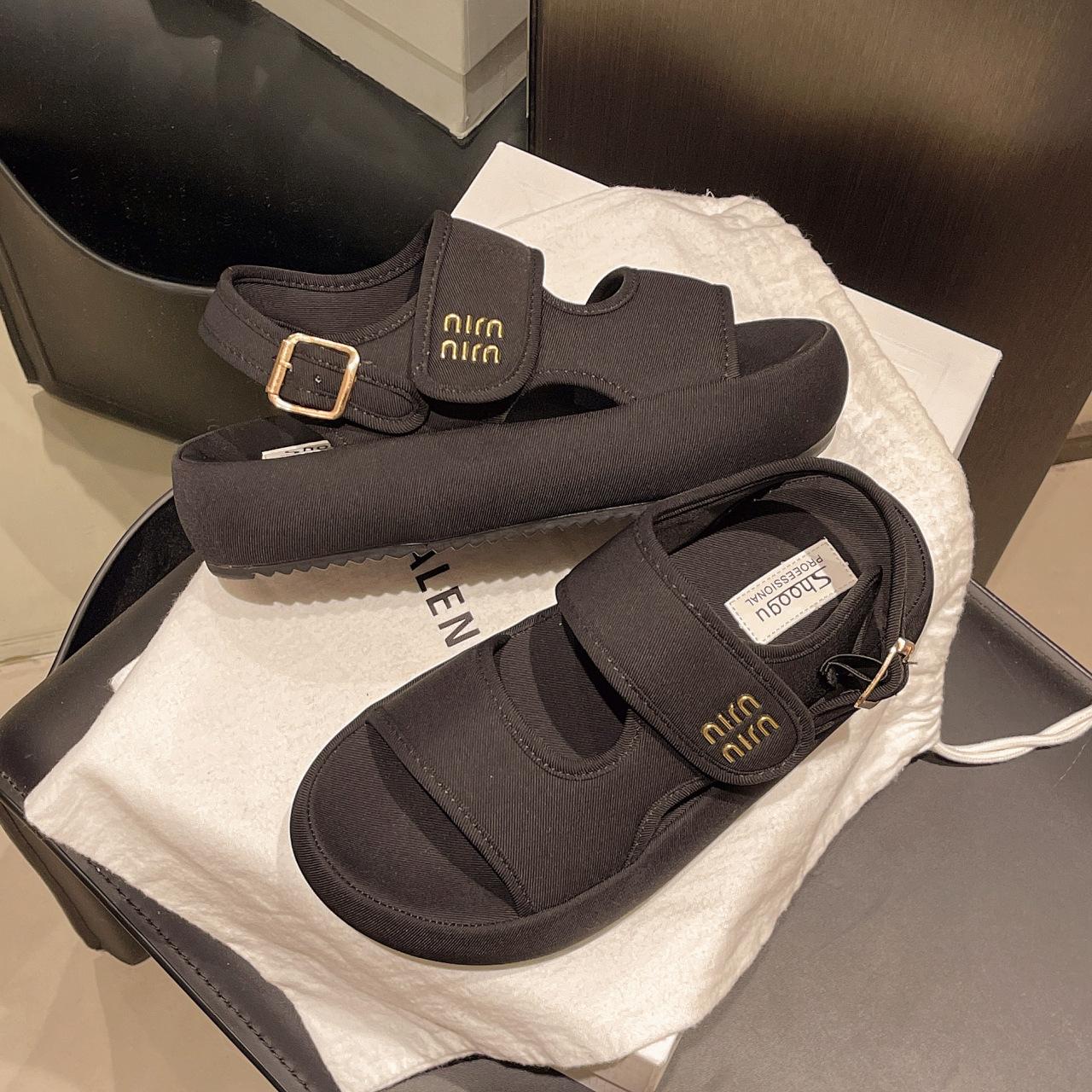 

Velcro casual sports sandals women s 2025 summer new small simple trendy with thick-soled high-heeled women s sandals 40 чёрный