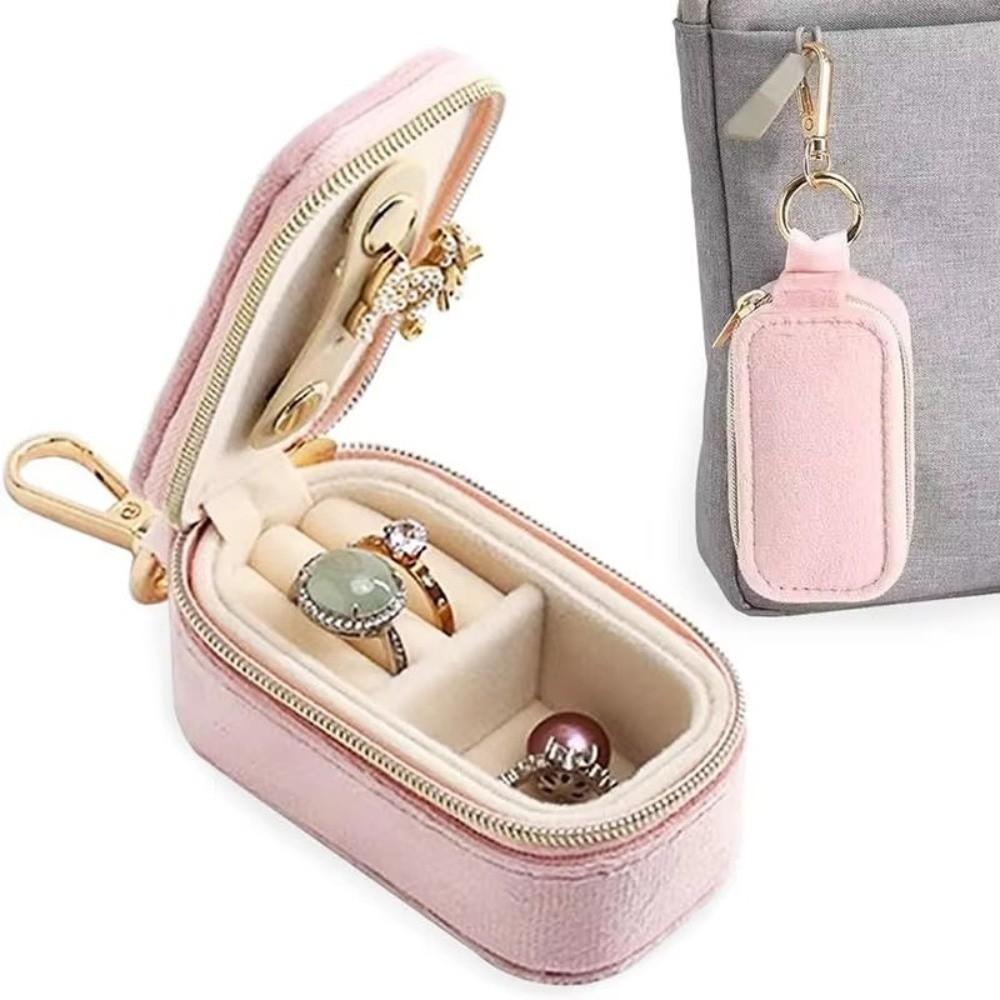 Zipper Closure Jewelry Organizer Velvet Material Jewelry Case Jewelry Storage Box  Travel Use