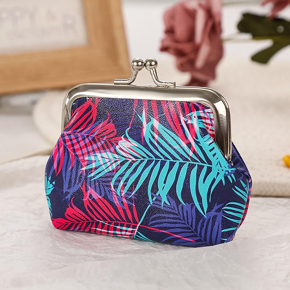Vintage Floral Coin Purse Ethnic Style Iron Mouth Clip Change Money Organizers PU Cash Pouch Gift Bag