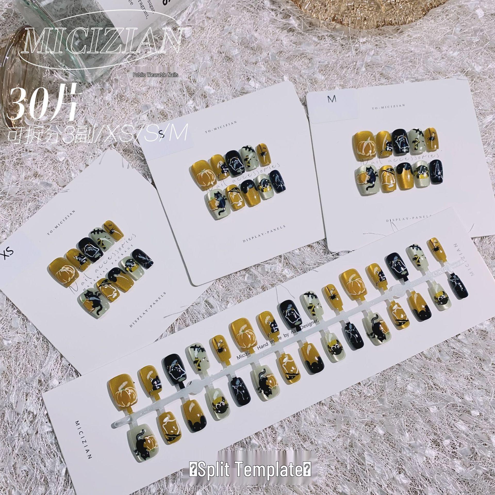 

Cross-Border Halloween Mischievous Ghost & Pumpkin Wearable Nail Kit – 30 Pieces
