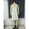 Robe nuisette pyjama couleur unie jupe blanche tissée respirante vêtements d'intérieur simples