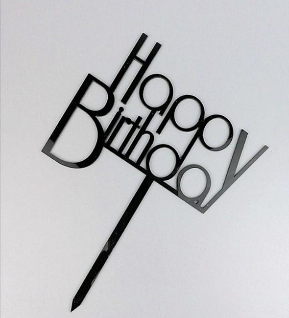 50-Piece Happy Birthday Acrylic Cake Decoration Inserts - Creative English Design for Prosperity, Health, and Longevity