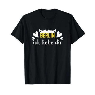 Berlin Ick Liebe Dir T Shirt Vintage Washed Homme Fashion Breathable Slightly Soft Streetwear Casual Graphic Stretched