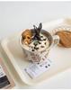 375ml Hand Drawn Ceramic Mug for Coffee Exquisite Home Breakfast Oatmeal Cup Water Tumbler Teacup Christmas Gift