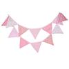Baby Pink Floral Fabric Banner - Cotton Triangle Flags for Children's Birthday, Wedding, Home Décor, Party, Outdoor, Camping, Hanging Decorations.