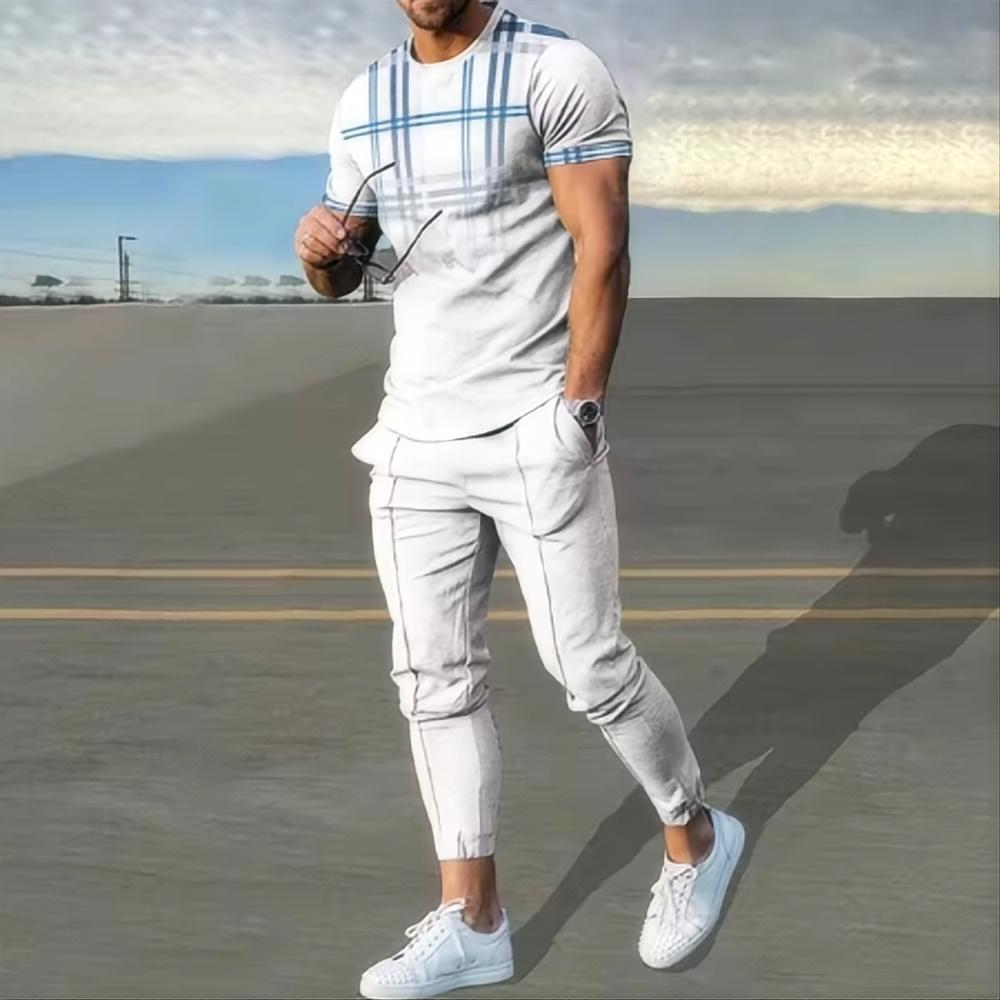 Summer Men's Sportswear Set Short Sleeved T-shirt Long Pants Two-piece Set Men's Sportswear 3D Printed Casual Trend Oversized