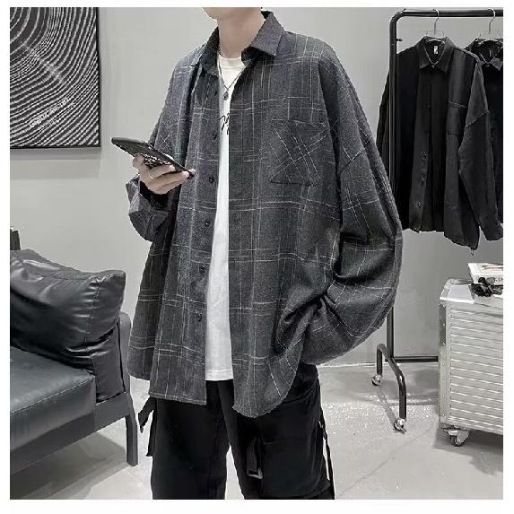 Long Sleeved Shirt, Men'S Summer New Trend, Teenage Shirt, Hong Kong Style, Japanese Style, Loose Plus Inch Shirt Jacket