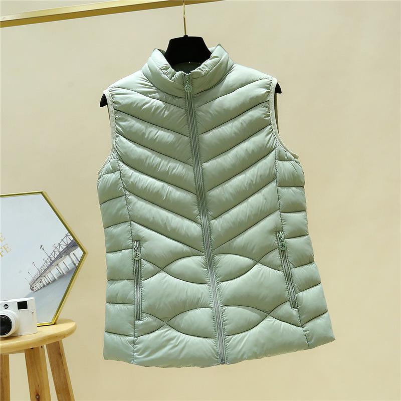 Autumn and Winter Women's Down Cotton Waistcoat, Short Casual, Thin Stand-up Collar, Thick Sleeveless Jacket, Cotton Waistcoat