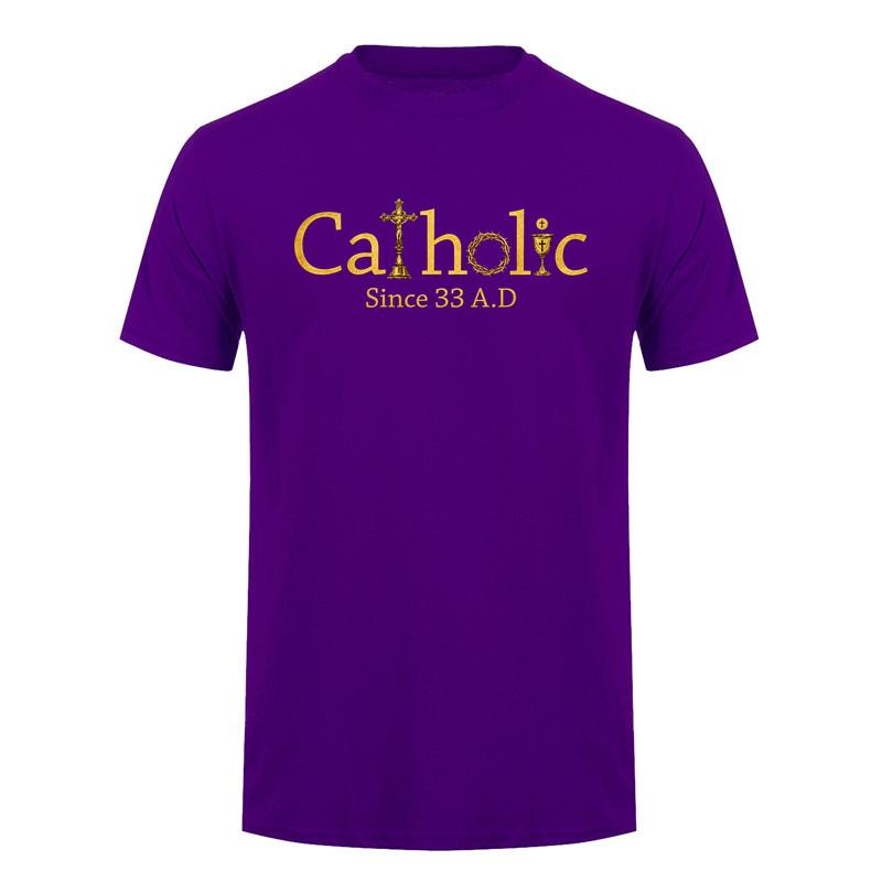 Catholic Since 33 Ad Christian T Shirt Jesus Crucifix Eucharist Faith Graphic Tee Religious Gift Tops Da335