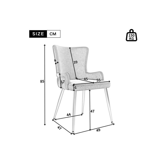 Chaise De Salle À Manger - MUVOE - Velours Beige - Lot De 2 - Pieds En Métal - Design Moderne