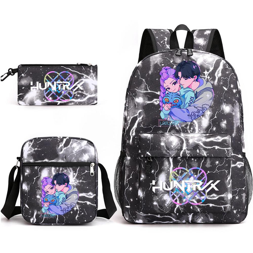 3Pcs/set Cartoon Printed Backpack with Shoulder Bag Pencil Case for Teenager Student Boy Girl School Bag Large Capacity Waterproof Bookbag Kid Gift