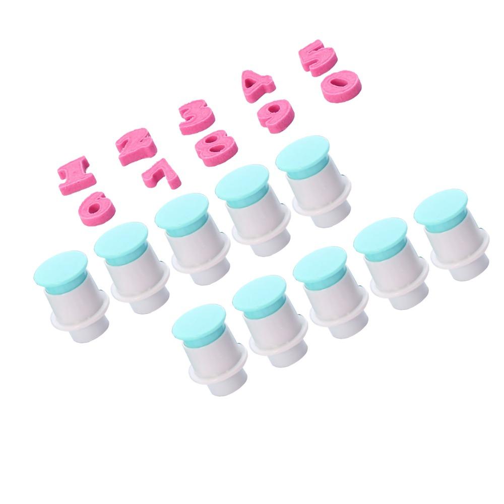 10PCS Food Grade Plastic Number Cookie Stamp Spring Plunger Cake Decorating Cutter Cake Decorating