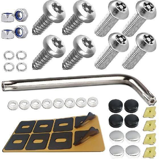 Aootf Black Anti Theft License Plate Screws- Stainless Steel Rustproof Security Bolts Fasteners For Front Rear Car Tag Mount- M6 (1/4") Locking