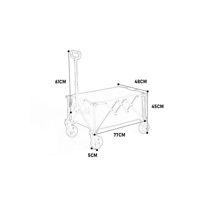 Chariot pliable avec poignée réglable Chariot d'extérieur polyvalent pour le camping, les courses, le sport et la pêche Noir