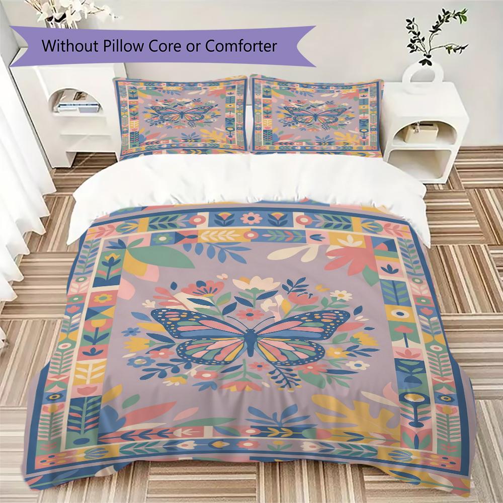Butterfly Decoration Pattern Bedding Uilt Set Uilt Cover Pillowcase Home Decoration Birthday Gift (1 * Duvet Cover + 2 * Pillowcase Without Core)37
