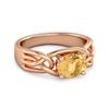 Citrine Celtic Knot Band Design Ring - 925 Sterling Silver Rose Gold Vermeil