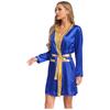 Damen Box Robe Halloween Cosplay Kostüm Langarm Offene Vorderseite Metallische Borte Satin Kapuze Umhang mit Gürtel
