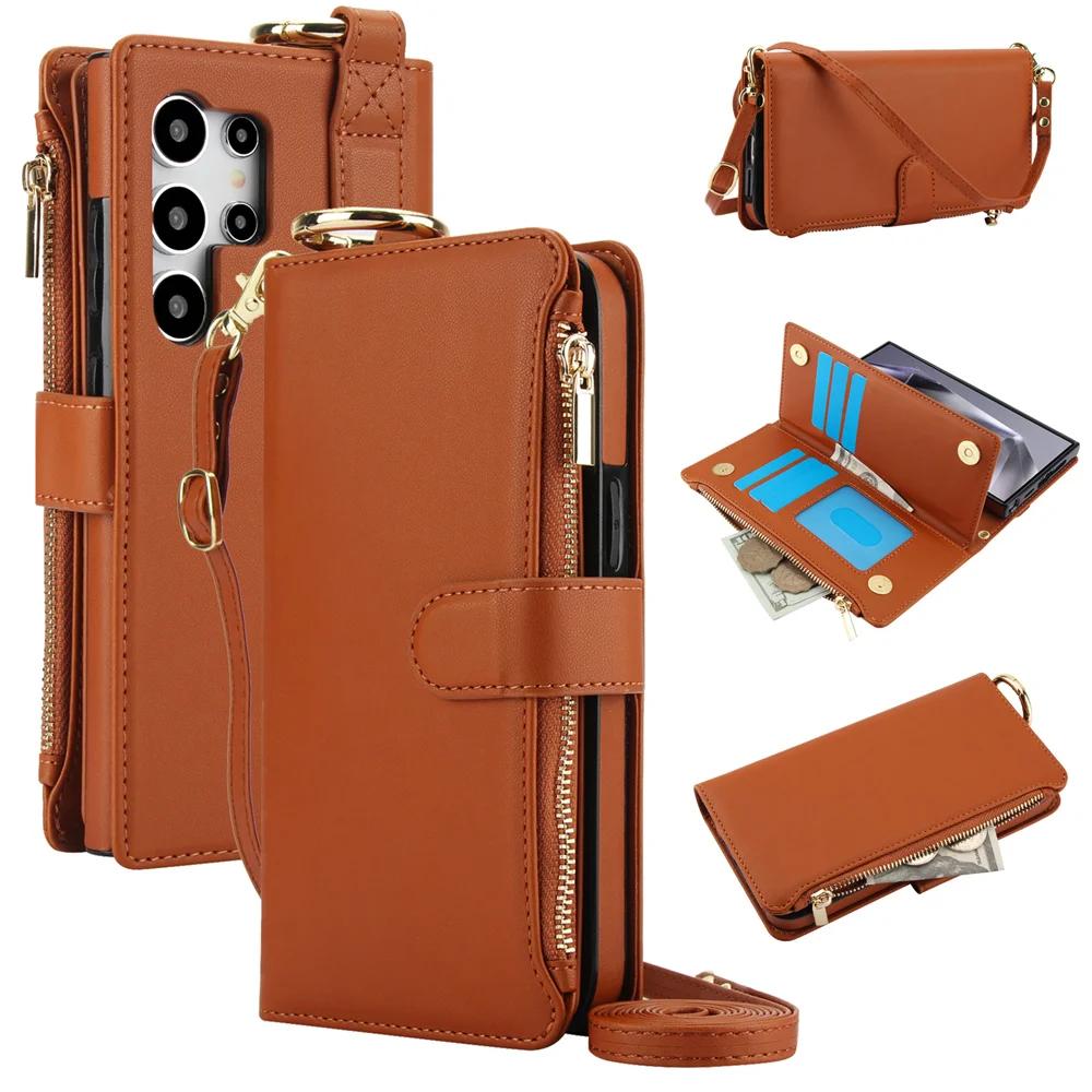 Crossbody Wallet Phone Case for Samsung Galaxy S23 S21 FE S25 S24 S22 Plus Note 20 Ultra A16 A14 A15 A52 A52S A53 A54 A55 5G